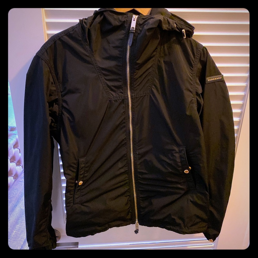 Burberry nylon zip up jacket with hood